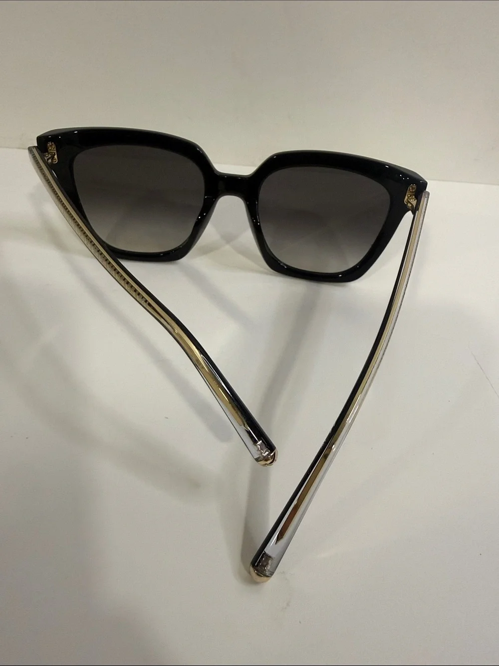 Escada Black Cat-Eye Sunglasses with Gold Accents